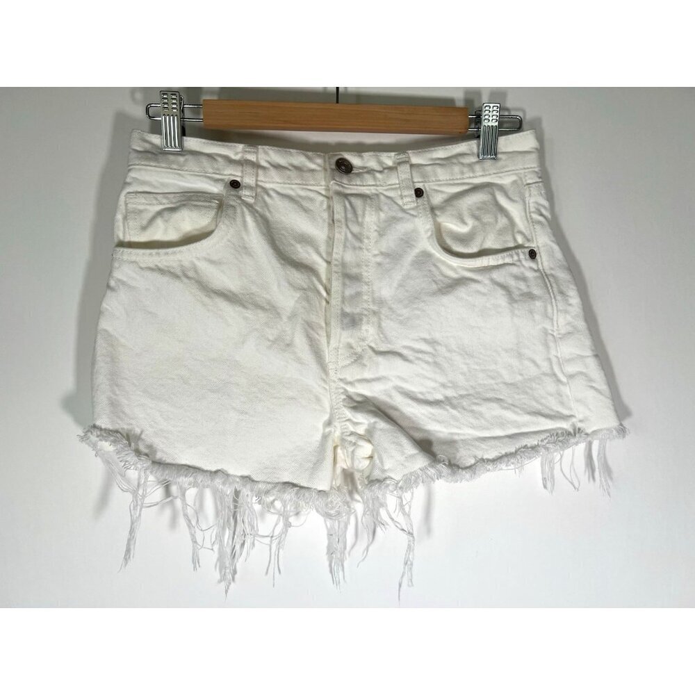Reformation Jeans vintage white denim shorts frayed hem sz 28 festival retro 2"